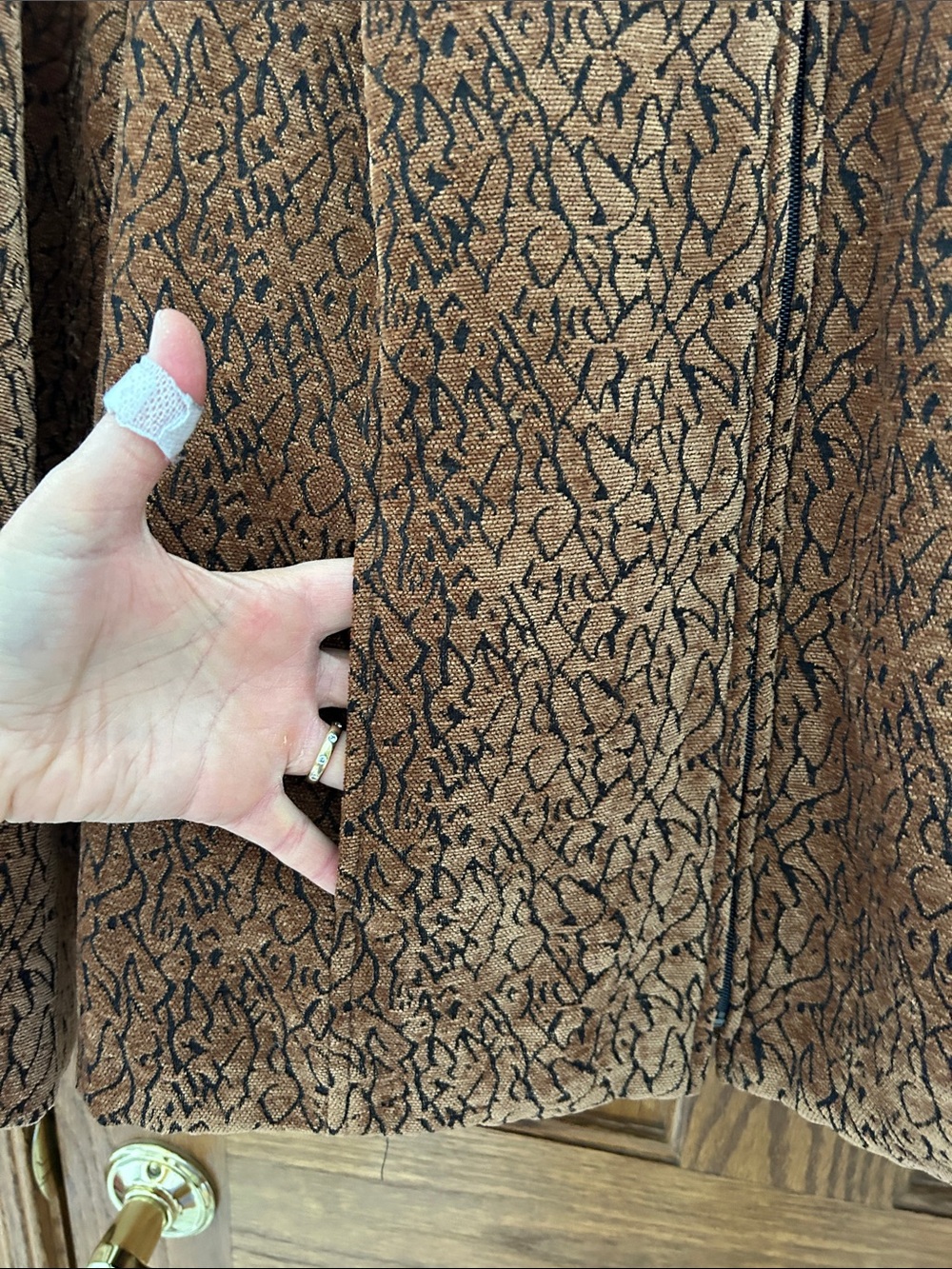 Dress Barn Brown Patterned Teddy Zip Jacket image 3